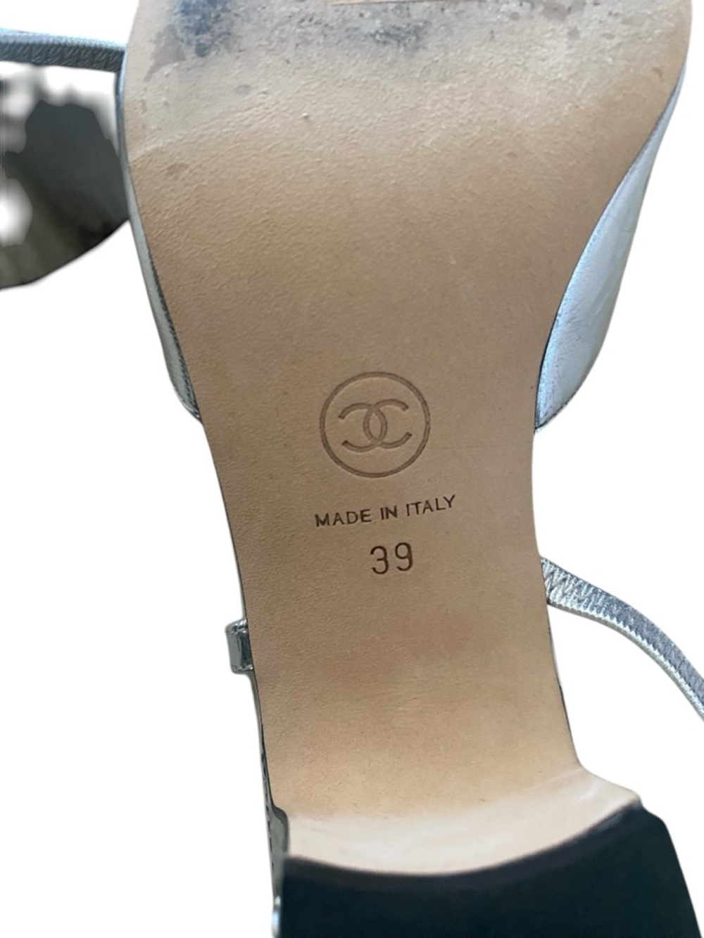 CHANEL Rare Silver Slingback Heels Cap Toe 39 Iconic Pumps Worn 3x - Picture 6 of 16